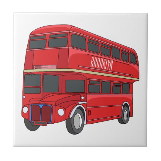 Carreau Illustration d'un bus à deux étages (Devant)