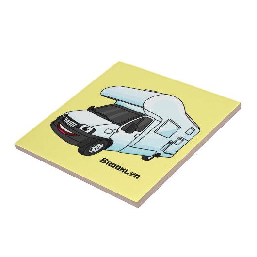 Carreau Illustration d'un campervan heureux (Côté)