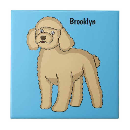 Carreau Illustration d'un caniche brun joyeux (Devant)