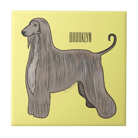 Carreau Illustration d'un chien hound afghan (Devant)