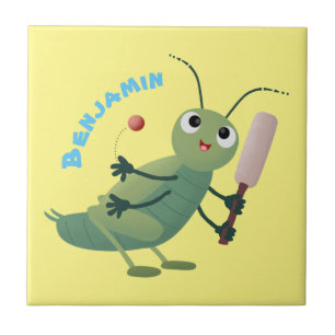 Carreau Illustration d'un insecte du cricket vert mou