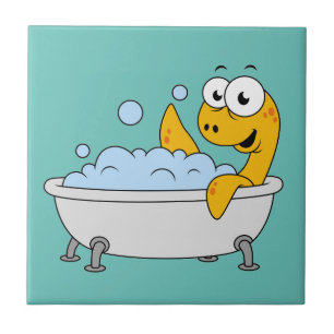 Carreau Illustration D'Un Monstre De Loch Ness De Bain.