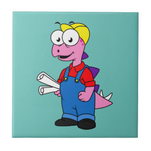 Carreau Illustration D'Un Ouvrier De Construction De Stego