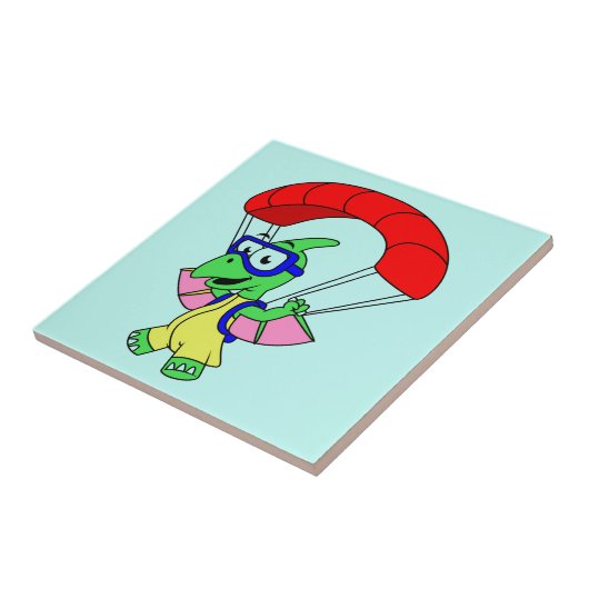 Carreau Illustration D'Un Parachutage De Ptérodactyle. (Côté)