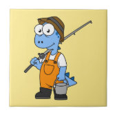 Carreau Illustration D'Un Pêcheur D'Allosaurus. (Devant)