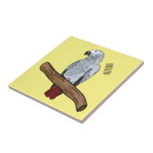 Carreau Illustration d'un perroquet gris en Afrique (Côté)