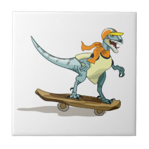 Carreau Illustration D'Un Raptor Skateboard.