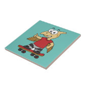 Carreau Illustration D'Un Skateboard De Ptérosaure. (Côté)