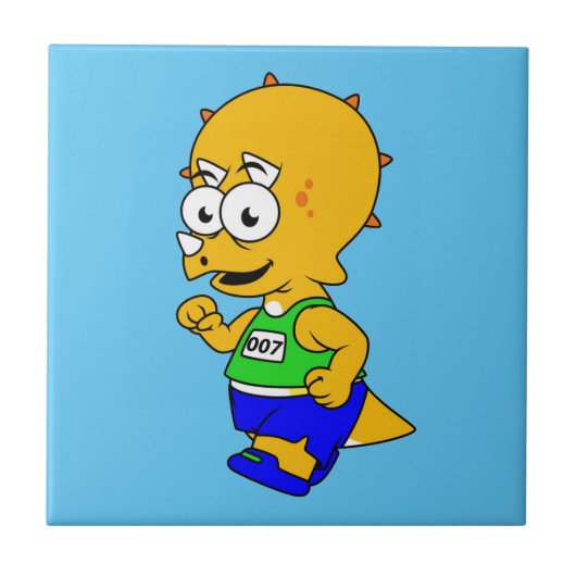 Carreau Illustration D'Un Tricératops Runner. (Devant)
