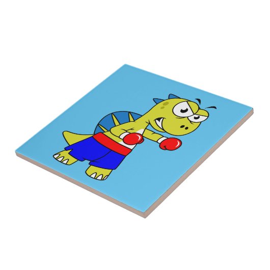 Carreau Illustration D'Une Boxe De Spinosaurus. (Côté)