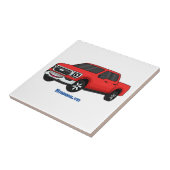 Carreau Illustration d'une camionnette rouge mou (Côté)
