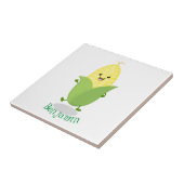 Carreau Illustration d'une caricature de maïs joyeux (Côté)