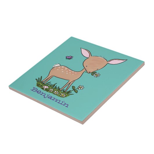 Carreau Illustration d'une jolie dessin de cerf de bébé he (Côté)