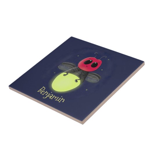 Carreau Illustration d'une luciole à éclair mignon (Côté)