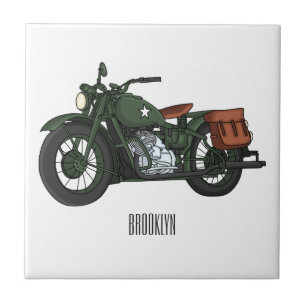 Carreau Illustration d'une moto de croiseur militaire