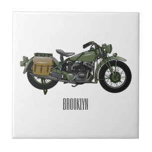 Carreau Illustration d'une moto de croiseur militaire