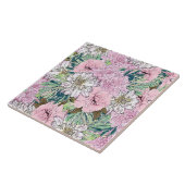 Carreau Illustration florale rose et blanche de mignonne f (Côté)