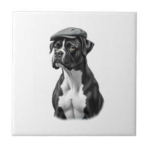 Carreau Illustration graphique monochrome de Boxer vintage