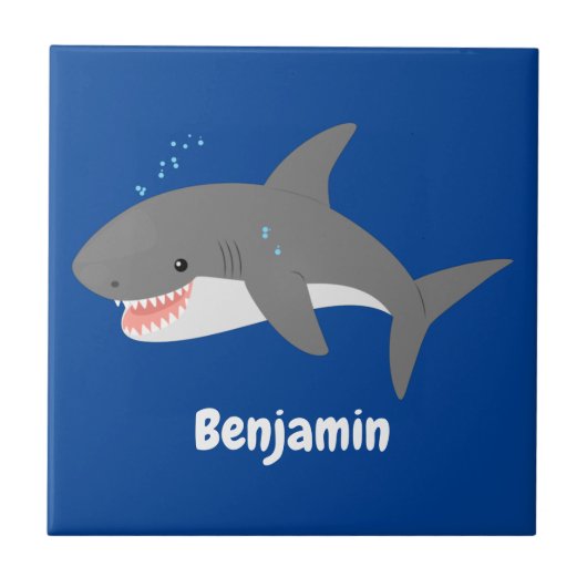 Carreau Illustration joyeuse du grand requin blanc (Devant)
