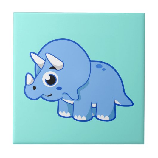 Carreau Illustration Mignonne D'Un Dinosaure Tricératops. (Devant)
