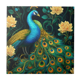 Carreau Illustration Peacock couleur bleu