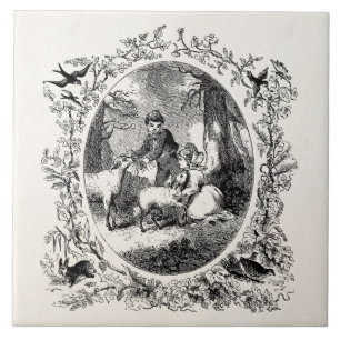 Carreau Illustration personnalisée par moutons vintages