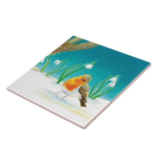 Carreau Illustration Red Robin Bird (Côté)