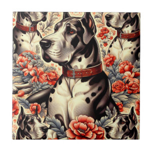 Carreau Illustration Retro Great Dane