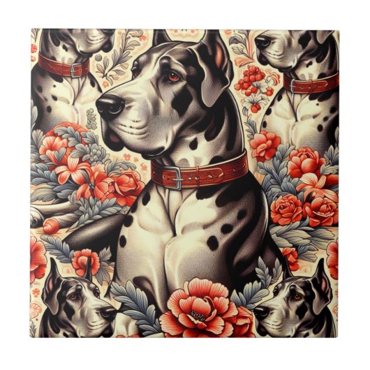 Carreau Illustration Retro Great Dane (Devant)