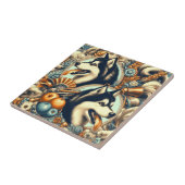 Carreau Illustration Retro Siberian Husky (Côté)