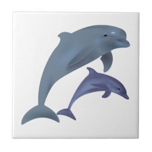 Carreau Illustration sautante de dauphins