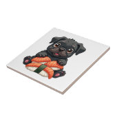 Carreau Illustration vectorielle de sushi de pug noir mign (Côté)