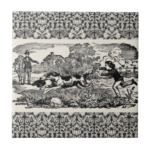 Carreau Illustration victorienne d'art antique d'animal de