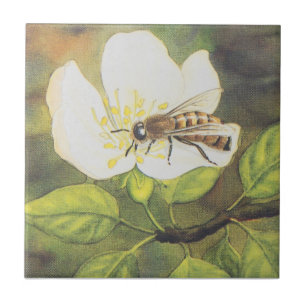 Carreau Illustration vintage : Abeille sur une fleur