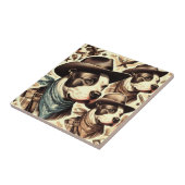 Carreau Illustration vintage American Pit Bull Terrier (Côté)