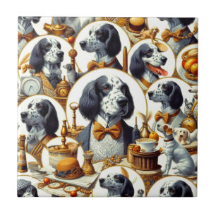 Carreau Illustration vintage Anglais Setter