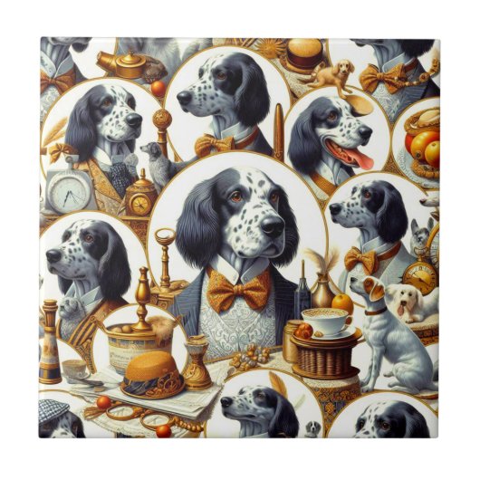 Carreau Illustration vintage Anglais Setter (Devant)