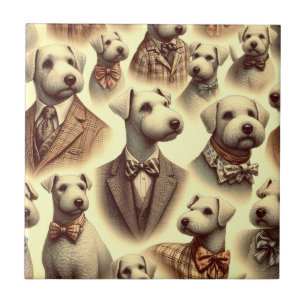 Carreau Illustration vintage Bedlington Terrier
