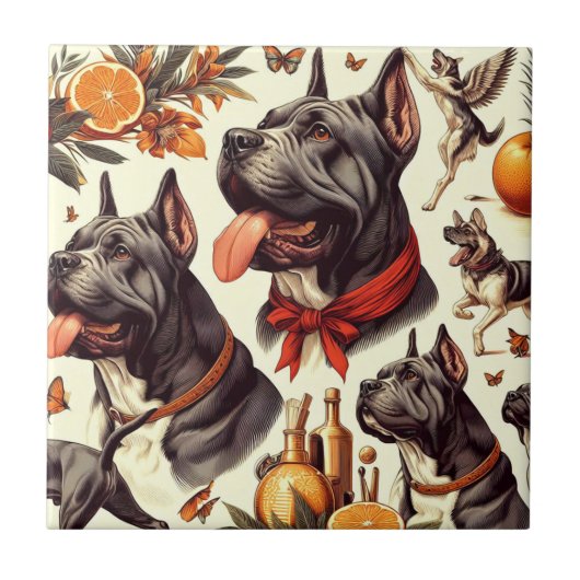 Carreau Illustration vintage Cane Corso (Devant)