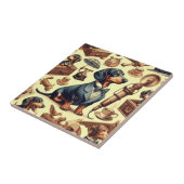 Carreau Illustration vintage Dachshund (Côté)