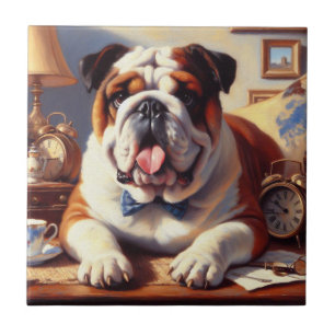 Carreau Illustration vintage de Bulldog