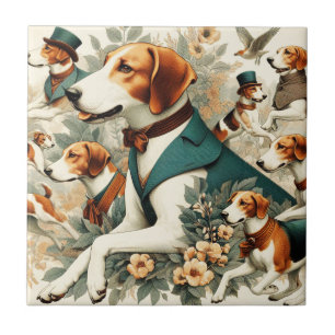 Carreau Illustration vintage de Foxhound sans joint