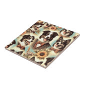 Carreau Illustration vintage des bordures Collie (Côté)