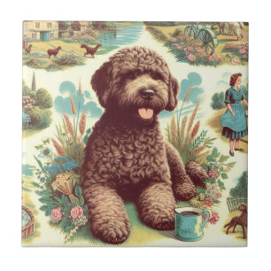Carreau Illustration vintage Lagotto Romagnolo