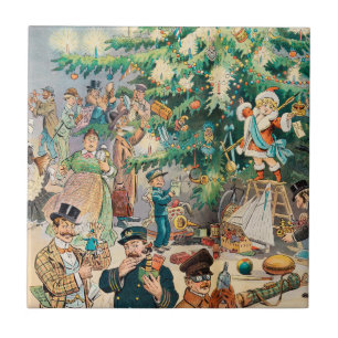 Carreau Illustration vintage L'Arbre de Noël de Puck, 1902