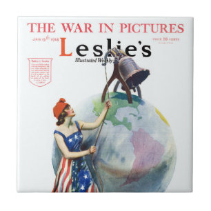 Carreau Illustration vintage patriotique de Lady Liberty p