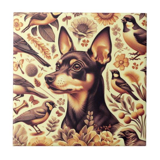 Carreau Illustration vintage Pinscher (Devant)
