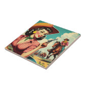 Carreau Illustration vintage Pulp Cowgirl (Côté)