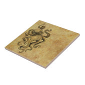 Carreau Illustration vintage usée de poulpe (Côté)