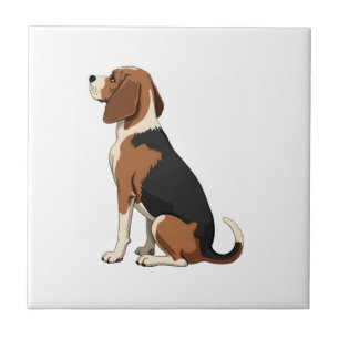 Carreau Illustration vue arrière du chien Beagle vintage A